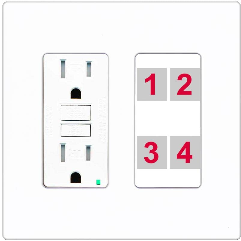 RiteAV Custom 4 Port Custom Wall Plate - GFCI [Screwless White]