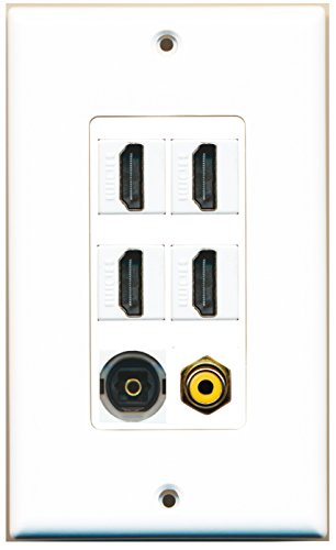 RiteAV 4 Port HDMI 1 RCA Yellow 1 Toslink Wall Plate OVERSIZED