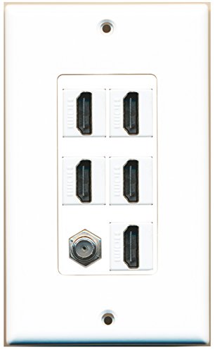RiteAV 5 Port HDMI 1 Coax Cable TV- F-Type Wall Plate OVERSIZED