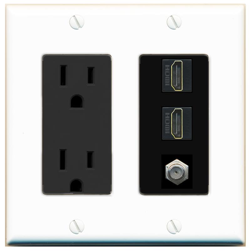 COAX 2 HDMI Wall Plate-Outlet White/Black