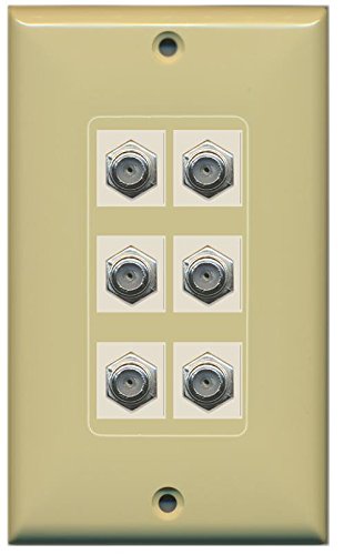 RiteAV (1 Gang Decorative 6 Coax Ivory Wall Plate Ivory