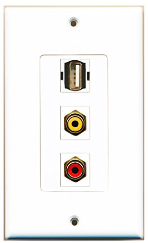 RiteAV 1 Port RCA Red 1 Port RCA Yellow 1 Port USB A-A Wall Plate OVERSIZED