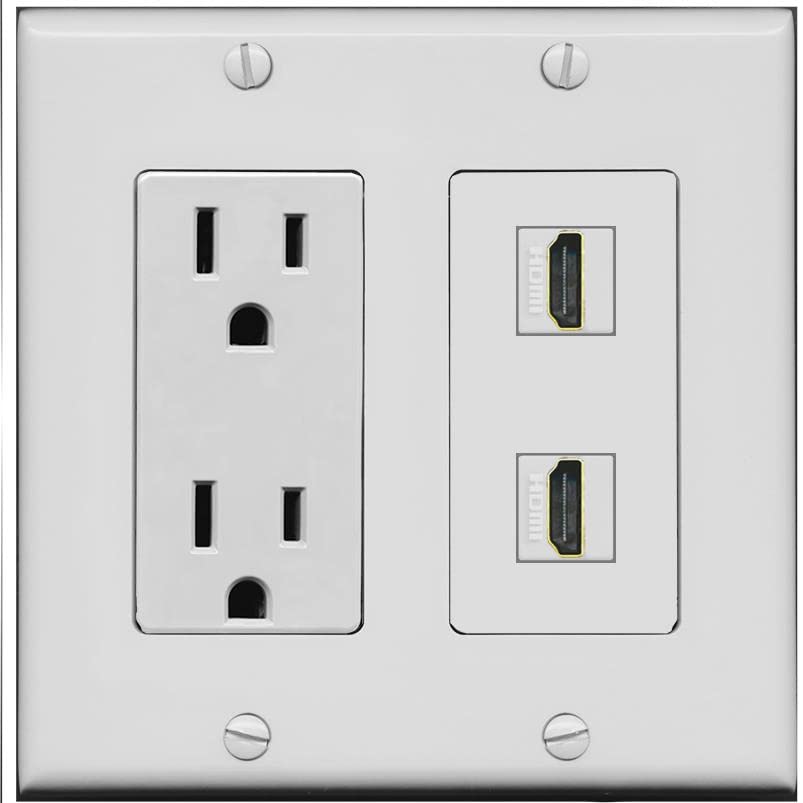 RiteAV HDMI Wall Plate 2 Port - Outlet [Gray/Gray]