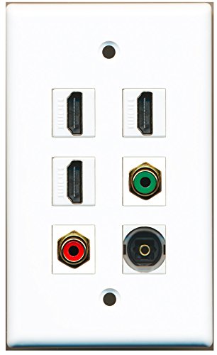 RiteAV - 3 HDMI 1 Port RCA Red 1 Port RCA Green 1 Port Toslink Wall Plate