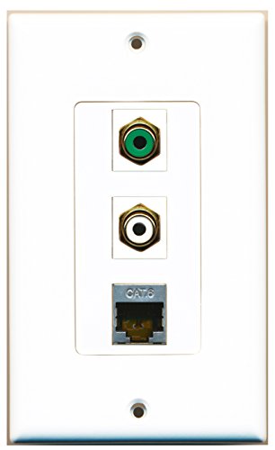 RiteAV 1 Port RCA White 1 Port RCA Green 1 Port Shielded Cat6 Ethernet Wall Plate OVERSIZED