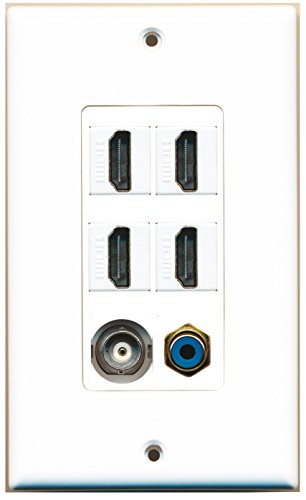 RiteAV 4 Port HDMI 1 RCA Blue 1 BNC Wall Plate OVERSIZED
