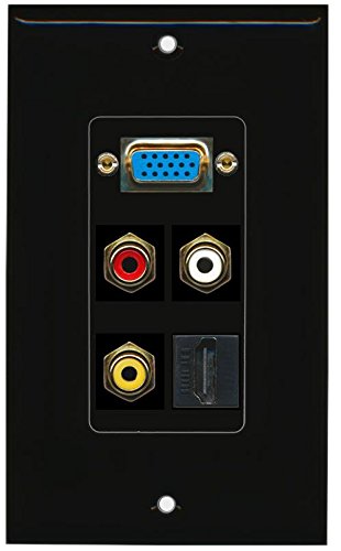 RiteAV - (1 Gang SVGA Composite HDMI Black Wall Plate 1 Gang Black