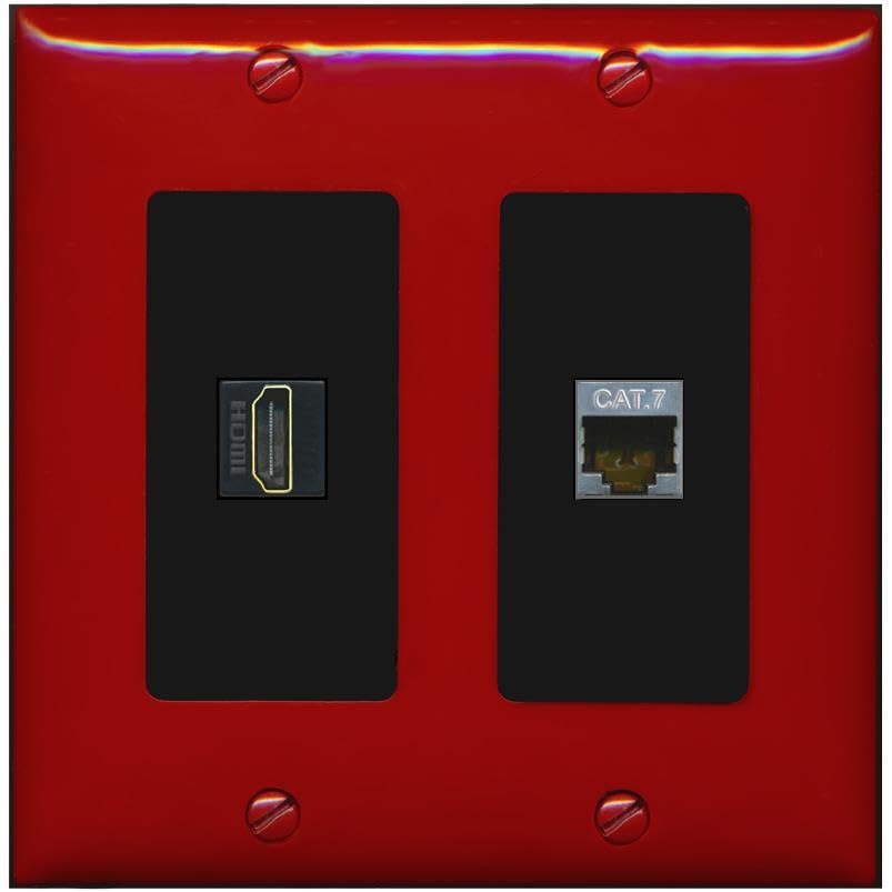 RiteAV HDMI and Cat7 Wall Plate - 2 Gang [Red/Black]