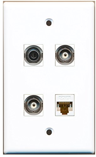 RiteAV - 1 Port 3.5mm 2 Port BNC 1 Port Cat6 Ethernet White Wall Plate