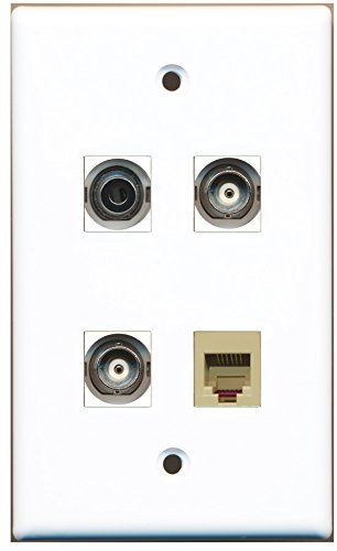 RiteAV - 1 Port Phone RJ11 RJ12 Beige 1 Port 3.5mm 2 Port BNC Wall Plate