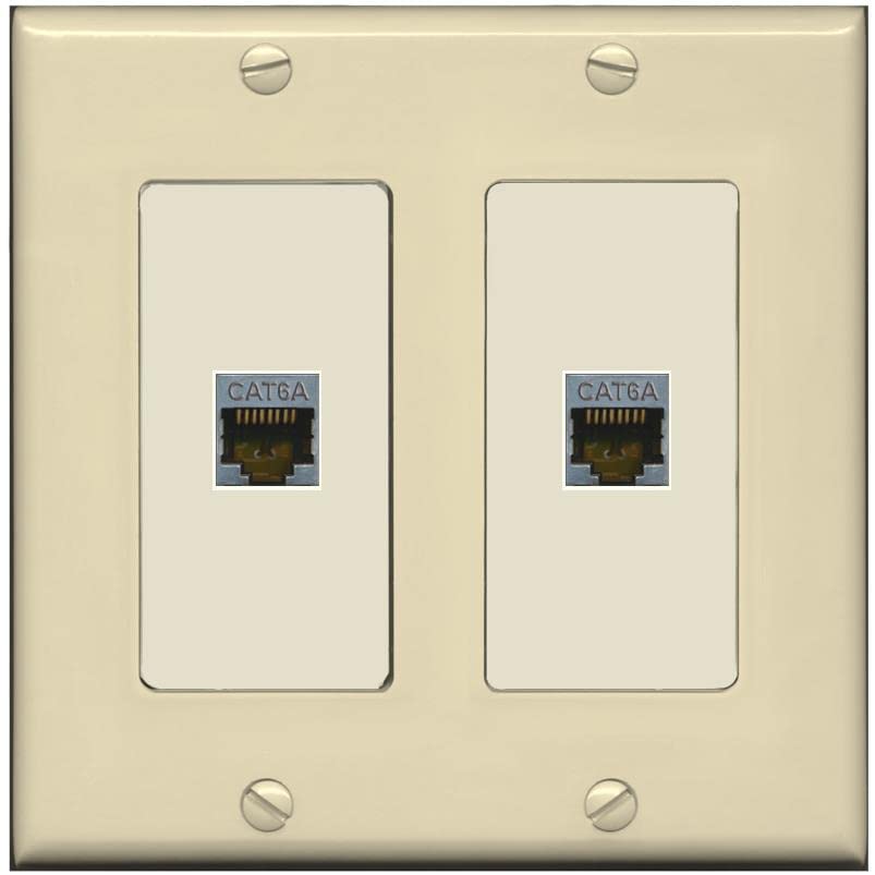 RiteAV 2 Port Cat6A Wall Plate - 2 Gang [Ivory/Light-Almond]