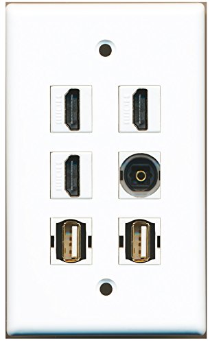 RiteAV - 3 HDMI 2 Port USB A-A 1 Port Toslink Wall Plate