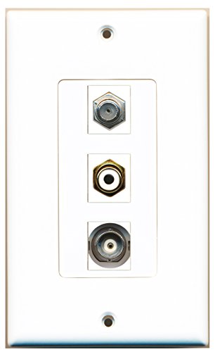 RiteAV 1 Port RCA White 1 Port Coax Cable TV- F-Type 1 Port BNC Wall Plate OVERSIZED