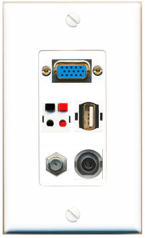 RiteAV SVGA + 3.5mm COAX SPEAKER USB2 Wall Plate [White]