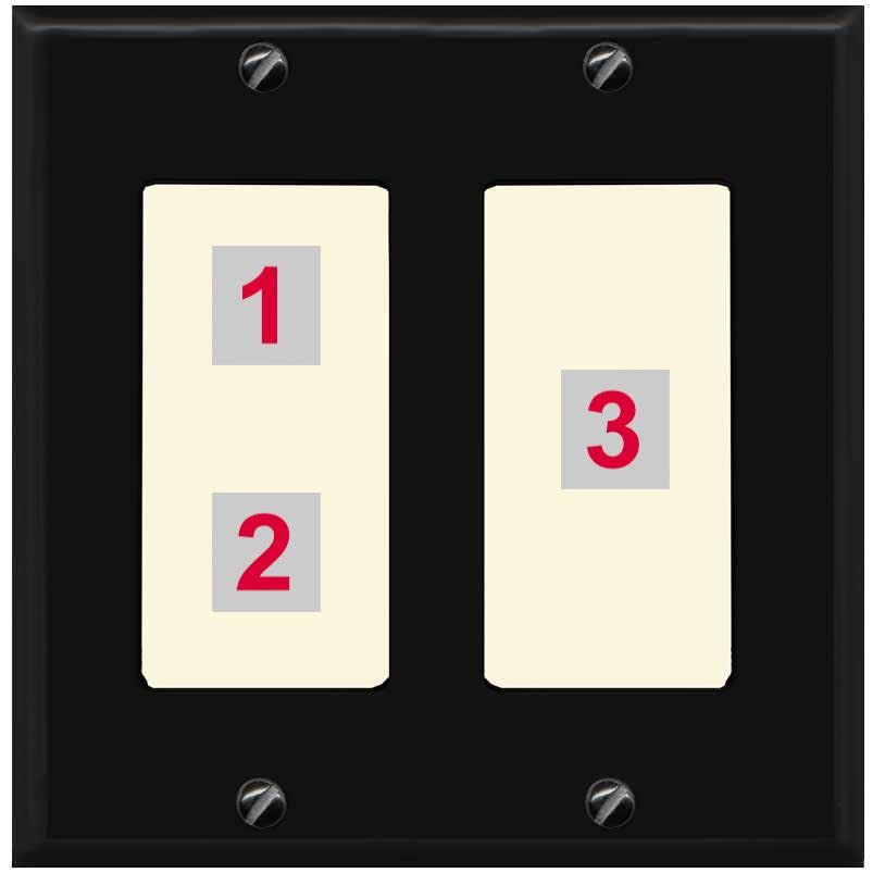 RiteAV Custom Wall Plate 3 Port - 2 Gang [Black/Light-Almond]