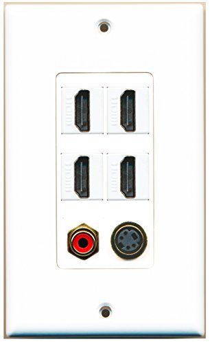 RiteAV 4 Port HDMI 1 RCA Red 1 S-Video Wall Plate OVERSIZED