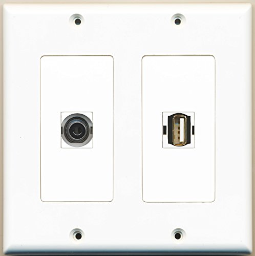 RiteAV - 1 Port Toslink 1 Port Cat5e Ethernet White - Dual Gang Wall Plate