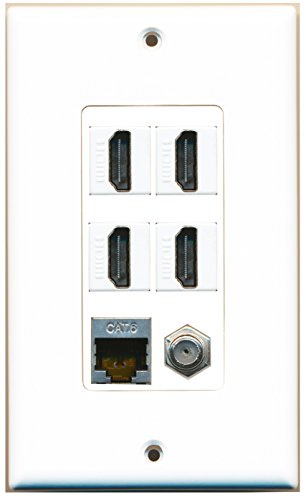 RiteAV 4 Port HDMI 1 Coax Cable TV- F-Type 1 Shielded Cat6 Ethernet Wall Plate OVERSIZED