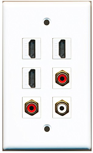 RiteAV - 3 HDMI 2 Port RCA Red 1 Port RCA White Wall Plate