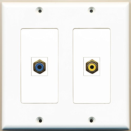 RiteAV - 1 Port RCA Yellow 1 Port RCA Blue - Dual Gang Wall Plate