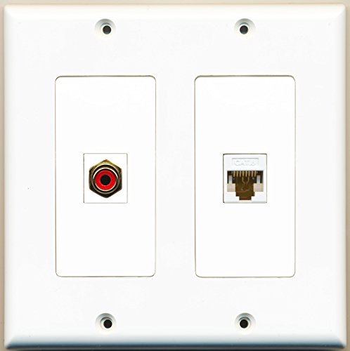 RiteAV - 1 Port RCA Red 1 Port Cat6 Ethernet White - Dual Gang Wall Plate