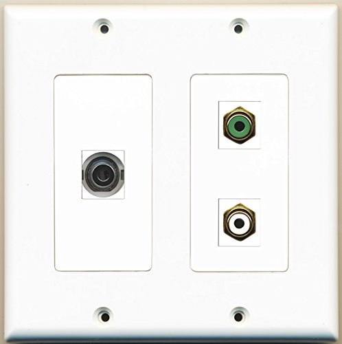 RiteAV - 1 Port RCA White 1 Port RCA Green 1 Port 3.5mm - 2 Gang Wall Plate