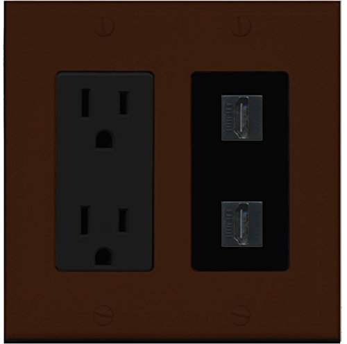 RiteAV HDMI Wall Plate 2 Port - Outlet [Brown/Black]