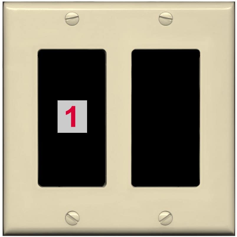 RiteAV Custom Wall Plate 1 Port - 2 Gang [Ivory/Black]