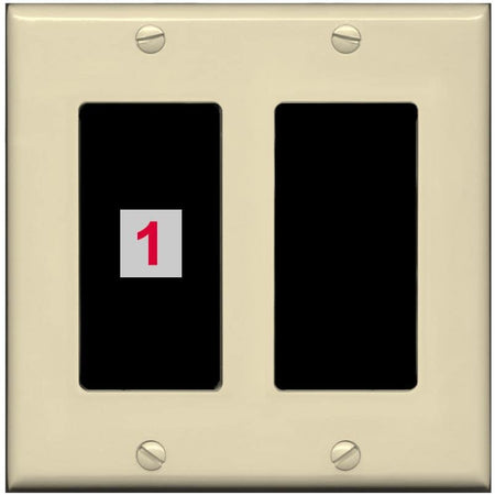 RiteAV Custom Wall Plate 1 Port - 2 Gang [Ivory/Black]