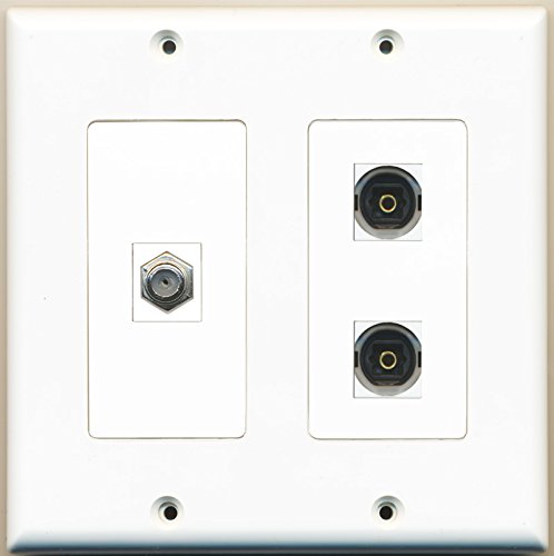 RiteAV - 1 Port Coax Cable TV- F-Type 2 Port Toslink - 2 Gang Wall Plate