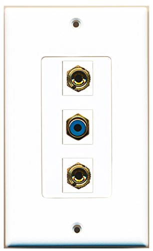 RiteAV 1 Port RCA Blue 2 Port Banana Speaker Wall Plate OVERSIZED