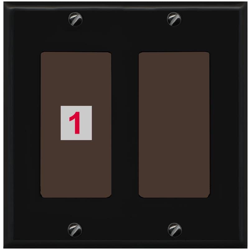 RiteAV Custom Wall Plate 1 Port - 2 Gang [Black/Brown]