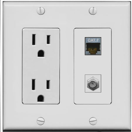 RiteAV Coax and Cat7 Wall Plate - Outlet [Gray/Gray]