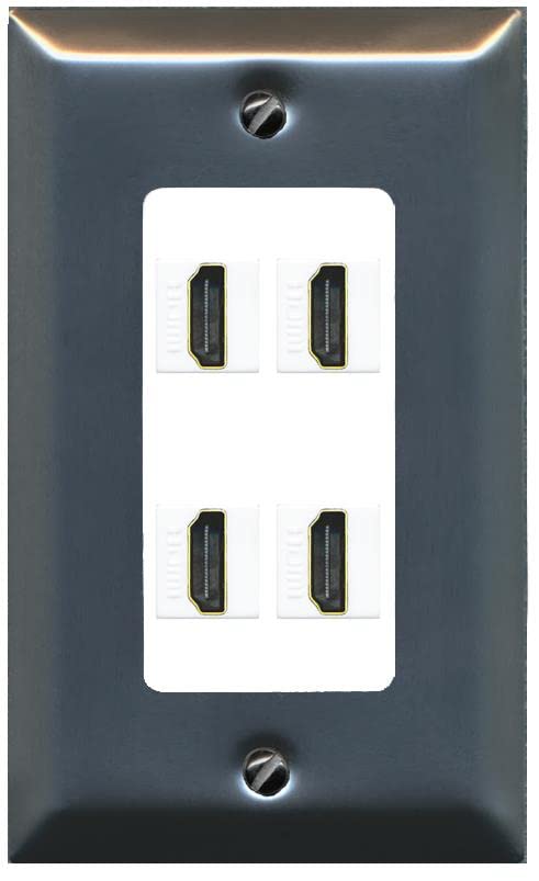 RiteAV 4 Port HDMI Wall Plate - 1 Gang [Brushed-Nickel/White]