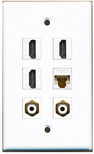 RiteAV - 3 HDMI 2 Port RCA White 1 Port Cat6 Ethernet White Wall Plate