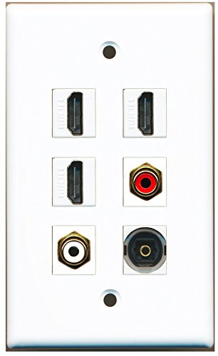 RiteAV - 3 HDMI 1 Port RCA Red 1 Port RCA White 1 Port Toslink Wall Plate