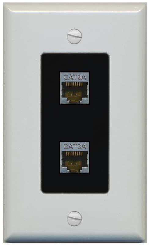 RiteAV 2 Port Cat6A Wall Plate - 1 Gang [Gray/Black]