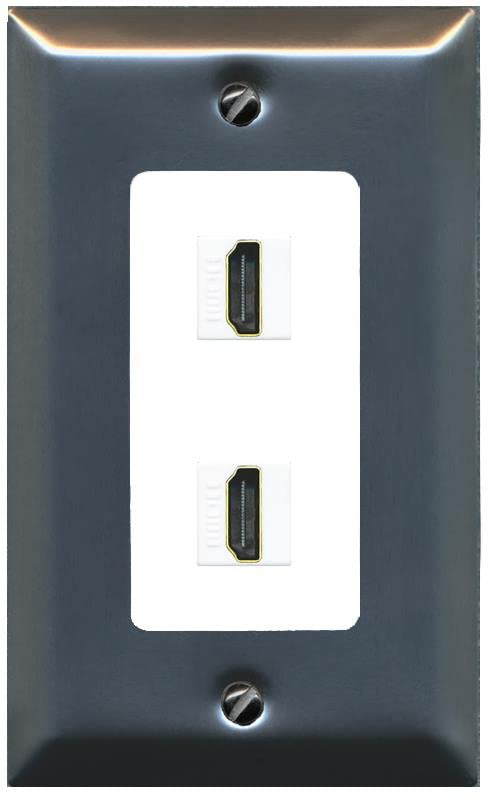 RiteAV Custom HDMI Wall Plate 2 Port - 1 Gang [Brushed-Nickel/White]