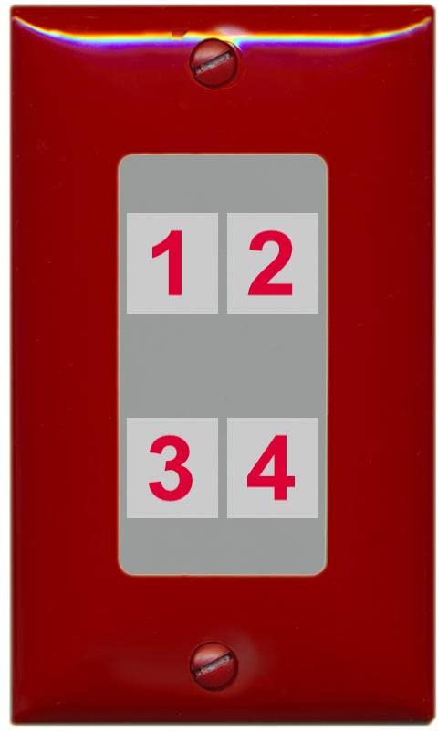 RiteAV Custom 4 Port Custom Wall Plate - 1 Gang [Red/Gray]