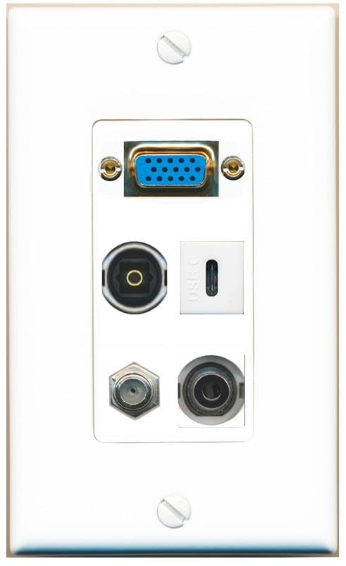 RiteAV SVGA + 3.5mm COAX TOSLINK USBC Wall Plate [White]