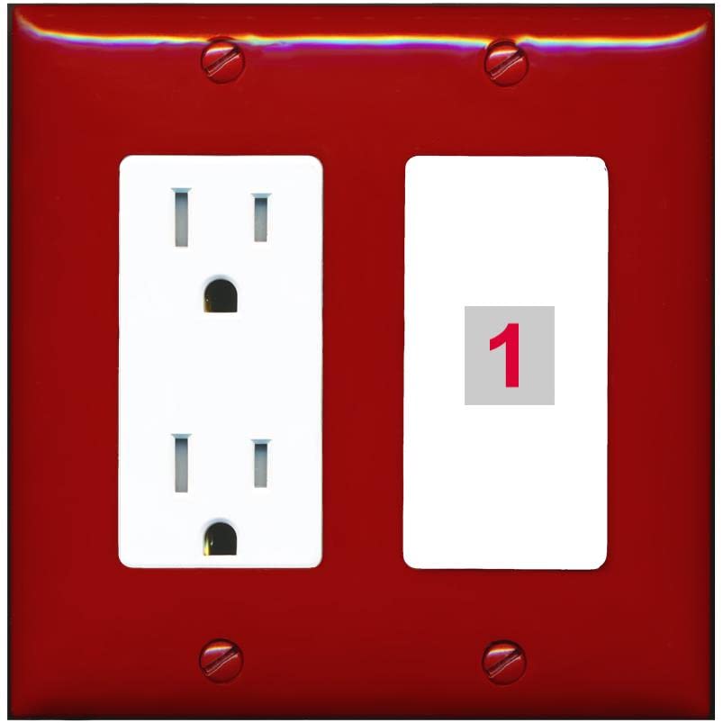 RiteAV Custom Wall Plate 1 Port - Tamper-Resistant [Red/White]