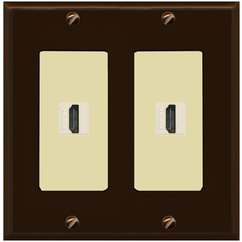 RiteAV HDMI Wall Plate 2 Port - 2 Gang [Brown/Ivory]