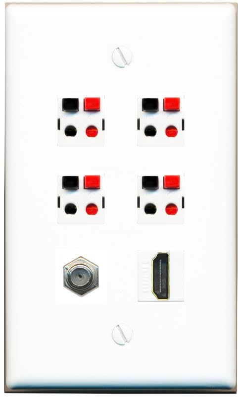 RiteAV COAX HDMI 4 SPEAKER Flat/Solid Wall Plate [White]