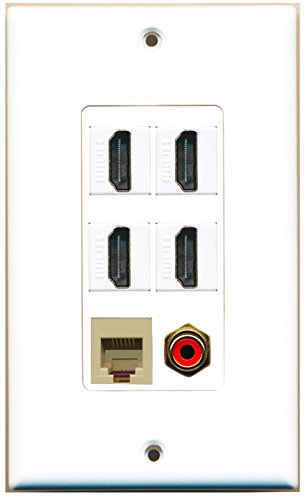 RiteAV 4 Port HDMI 1 RCA Red 1 Phone RJ11 RJ12 Beige Wall Plate OVERSIZED