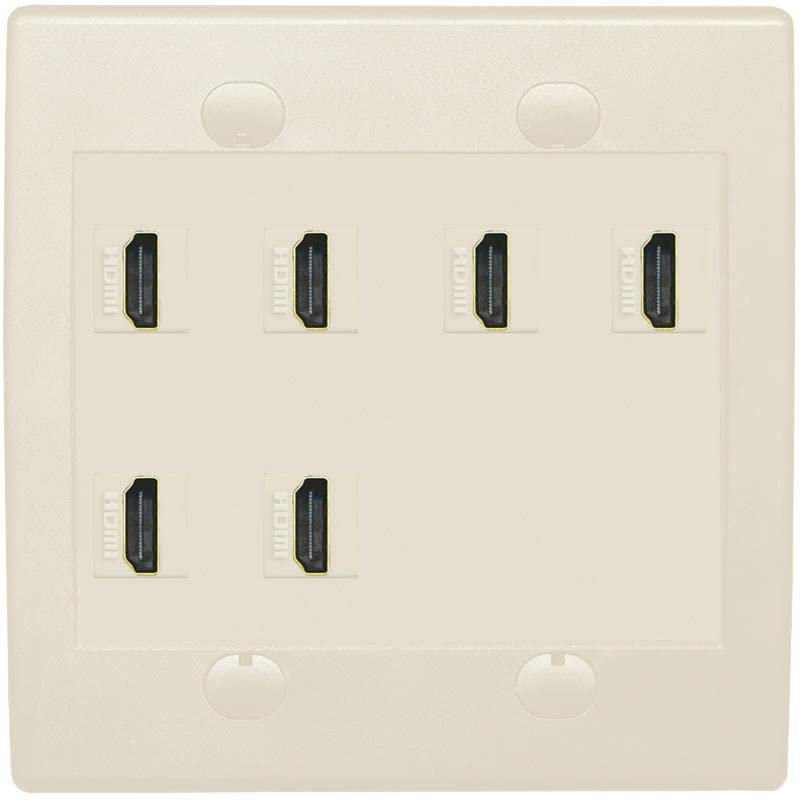 RiteAV HDMI Wall Plate 6 Port - Flat 2 Gang [Light Almond]