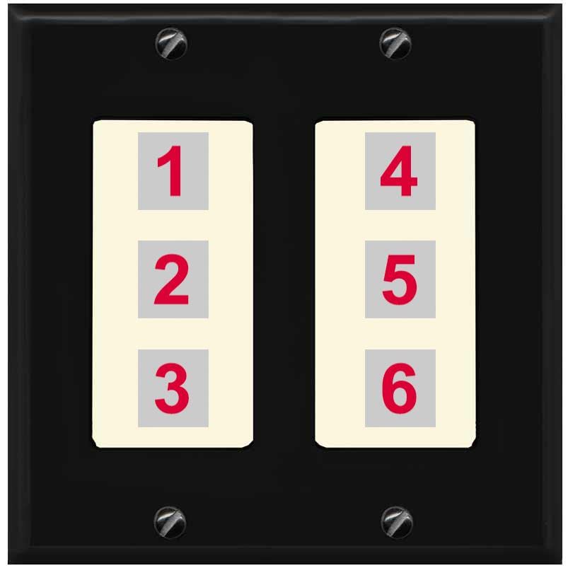 RiteAV 6 Port Custom Wall Plate - 2 Gang [Black/Light-Almond]