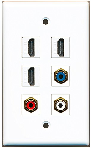 RiteAV - 3 HDMI 1 Port RCA Red 1 Port RCA White 1 Port RCA Blue Wall Plate