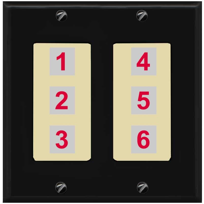 RiteAV 6 Port Custom Wall Plate - 2 Gang [Black/Ivory]