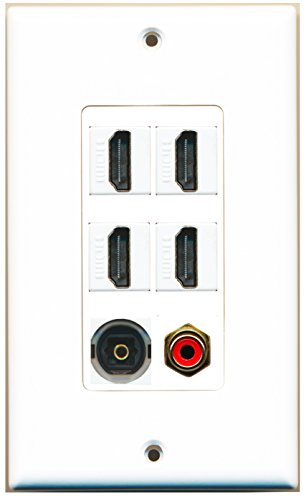 RiteAV 4 Port HDMI 1 RCA Red 1 Toslink Wall Plate OVERSIZED