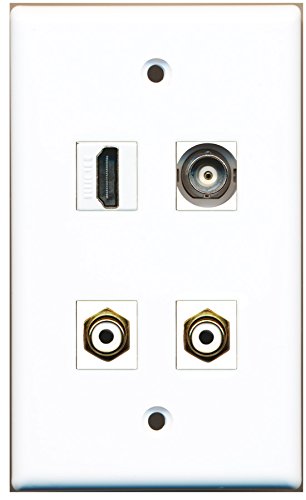 RiteAV - 1 Port HDMI 2 Port RCA White 1 Port BNC Wall Plate